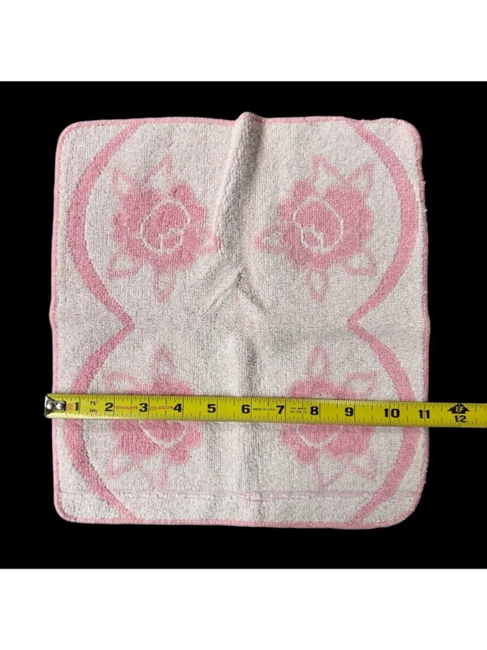 Vintage Bath Towel Washcloth Set Floral Pink Rose Flowers Cottage Romantic Retro